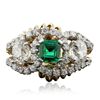 Image 1 : 18KT White and Yellow Gold 0.99ct Emerald and Diamond Ring