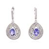 Image 1 : 14KT White Gold 2.62ctw Tanzanite and Diamond Earrings