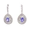 Image 1 : 14KT White Gold 2.62ctw Tanzanite and Diamond Earrings