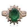 Image 1 : 14KT Rose Gold 2.50ct Emerald and Diamond Ring