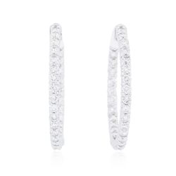 14KT White Gold 2.03ctw Diamond Hoop Earrings