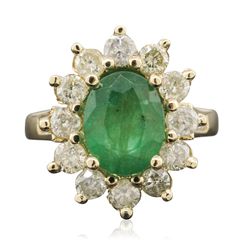 14KT Yellow Gold 2.79ct Emerald and Diamond Ring