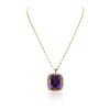 Image 1 : 14KT Yellow Gold 77.43ct Amethyst & Diamond Pendant with Chain