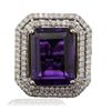 Image 1 : 14KT Two-Tone 11.31ct Amethyst and Diamond Ring
