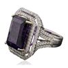 Image 2 : 14KT Two-Tone 11.31ct Amethyst and Diamond Ring