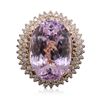 Image 1 : 14KT Rose Gold 39.46ct GIA Certified Kunzite and Diamond Ring