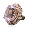 Image 2 : 14KT Rose Gold 39.46ct GIA Certified Kunzite and Diamond Ring