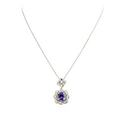 14KT White Gold 3.64ctw Tanzanite and Diamond Pendant With Chain