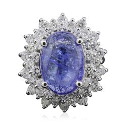 14KT White Gold 8.00ct Tanzanite and Diamond Ring