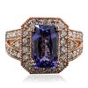 Image 1 : 14KT Rose Gold 5.45ct Tanzanite and Diamond Ring