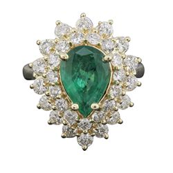 14KT Yellow Gold 1.95ct Emerald and Diamond Ring