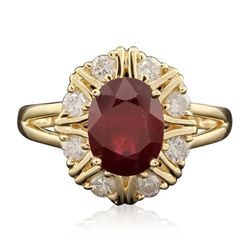 14KT Yellow Gold 2.79ct Ruby and Diamond Ring