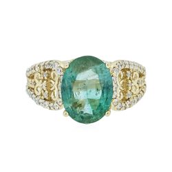 14KT Yellow Gold 2.47ct Emerald and Diamond Ring