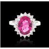 Image 1 : 14KT White Gold 3.25ct Rubellite and Diamond Ring