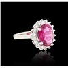 Image 2 : 14KT White Gold 3.25ct Rubellite and Diamond Ring