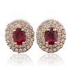 Image 1 : 14KT Rose Gold 2.07ctw Ruby and Diamond Earrings