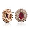 Image 2 : 14KT Rose Gold 2.07ctw Ruby and Diamond Earrings