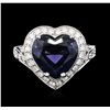 Image 1 : 14KT White Gold 4.22ct Blue Spinel and Diamond Ring