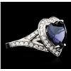 Image 2 : 14KT White Gold 4.22ct Blue Spinel and Diamond Ring