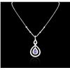 Image 1 : 14KT White Gold 2.73ct Sapphire and Diamond Necklace
