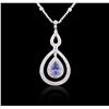 Image 2 : 14KT White Gold 2.73ct Sapphire and Diamond Necklace