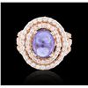 Image 1 : 14KT Rose Gold 4.35ct Tanzanite and Diamond Ring