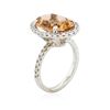 Image 3 : 14KT White Gold 5.34ct Orange Tourmaline and Diamond Ring