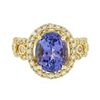 Image 1 : 14KT Yellow Gold 3.79ct Tanzanite and Diamond Ring