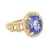 Image 2 : 14KT Yellow Gold 3.79ct Tanzanite and Diamond Ring