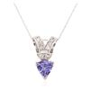 Image 2 : 14KT White Gold 1.08ct Tanzanite and Diamond Pendant With Chain
