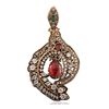 Image 1 : Silver and Gold 0.72ct Red Crystal, Ruby, Emerald and Cubic Zirconia Pendant