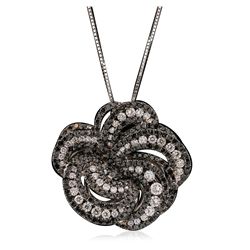 14KT White Gold 2.00ctw Black Diamond Pendant With Chain