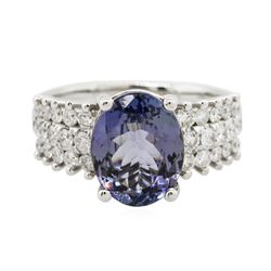 14KT White Gold 3.73ct Tanzanite and Diamond Ring