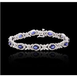 14KT White Gold 5.72ctw Sapphire and Diamond Bracelet