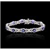 Image 1 : 14KT White Gold 5.72ctw Sapphire and Diamond Bracelet