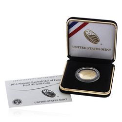 2014-W National Baseball Hall of Fame HOF Proof $5 Gold Coin