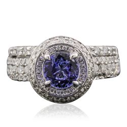 14KT White Gold 0.78ct Tanzanite and Diamond Ring