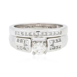 Platinum 0.94ctw Diamond Ring Wedding Set