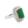 Image 2 : 14KT Two-Tone Gold 3.40ct Emerald and Diamond Ring