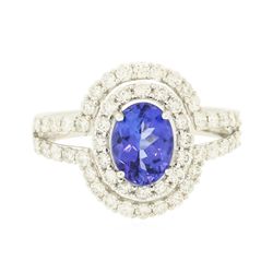 14KT White Gold 1.37ct Tanzanite and Diamond Ring