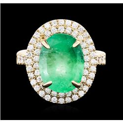 14KT Yellow Gold GIA Certified 7.45ct Emerald and Diamond Ring