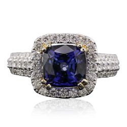 14KT Two-Tone Gold 3.47ct Tanzanite and Diamond Ring