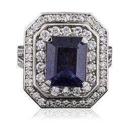 14KT White Gold 4.44ct Sapphire and Diamond Ring