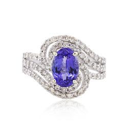 14KT White Gold 2.29ct Tanzanite and Diamond Ring