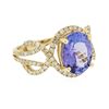 Image 2 : 14KT Yellow Gold 3.51ct Tanzanite and Diamond Ring