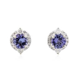 14KT White Gold 2.38ctw Tanzanite and Diamond Earrings