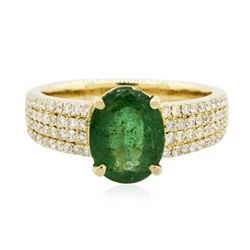 14KT Yellow Gold 1.52ct Emerald and Diamond Ring