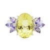 Image 1 : 10KT White Gold 6.00ct Lemon Quartz and Tanzanite Ring