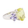 Image 2 : 10KT White Gold 6.00ct Lemon Quartz and Tanzanite Ring