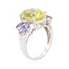 Image 3 : 10KT White Gold 6.00ct Lemon Quartz and Tanzanite Ring